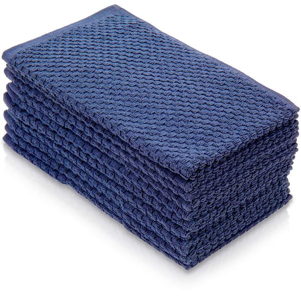 Solid Blue and White Cotton Hand Towels (10-Pack)