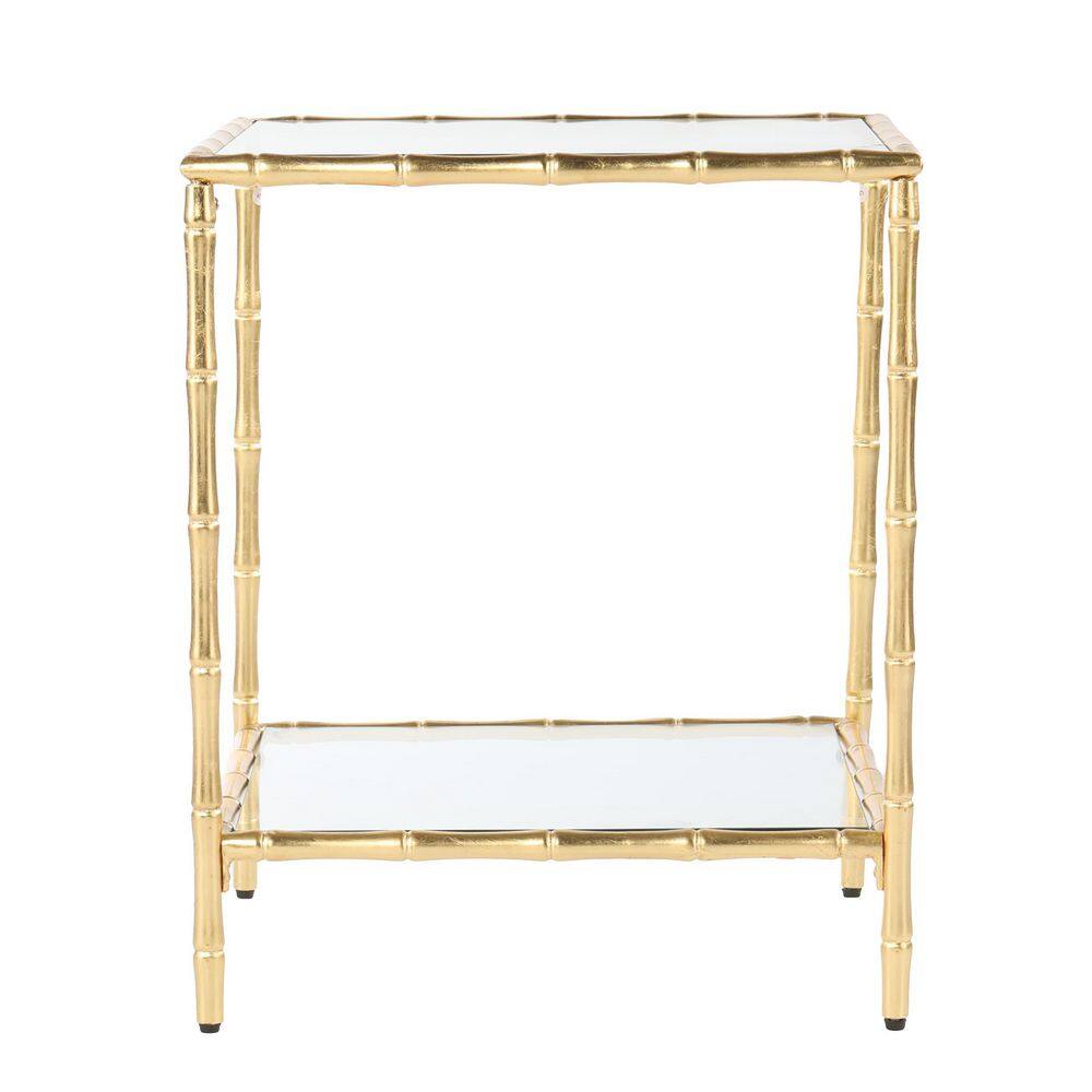 SEI FURNITURE Oversley 19.25 in. Gold Small Square Glass Accent