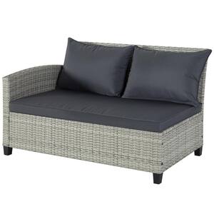 6-Piece Gray Wicker Outdoor Sectional Set with Gray Cushions and Liftable Table