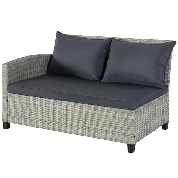 Cesicia 6-Piece Gray Wicker Outdoor Sectional Set with Gray Cushions and Liftable Table