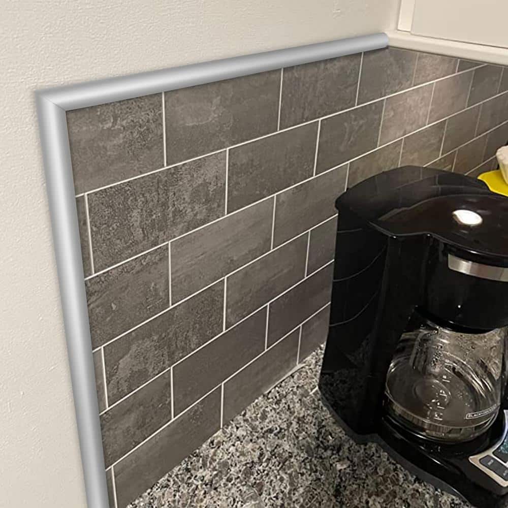 Matte Silver 15 Feet Self-Adhesive PVC Backsplash Trim