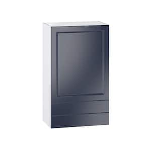 Devon Painted 24 in. W x 40 in. H x 14 in. D Blue Recessed Assembled Wall Kitchen Cabinet with 2-Drawers