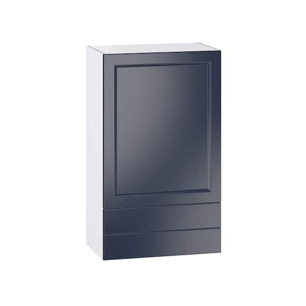 J COLLECTION Laramie 24 in. W x 14 in. D x 40 in. H Assembled Wall Kitchen Cabinet in Painted Blue with 2 Drawers
