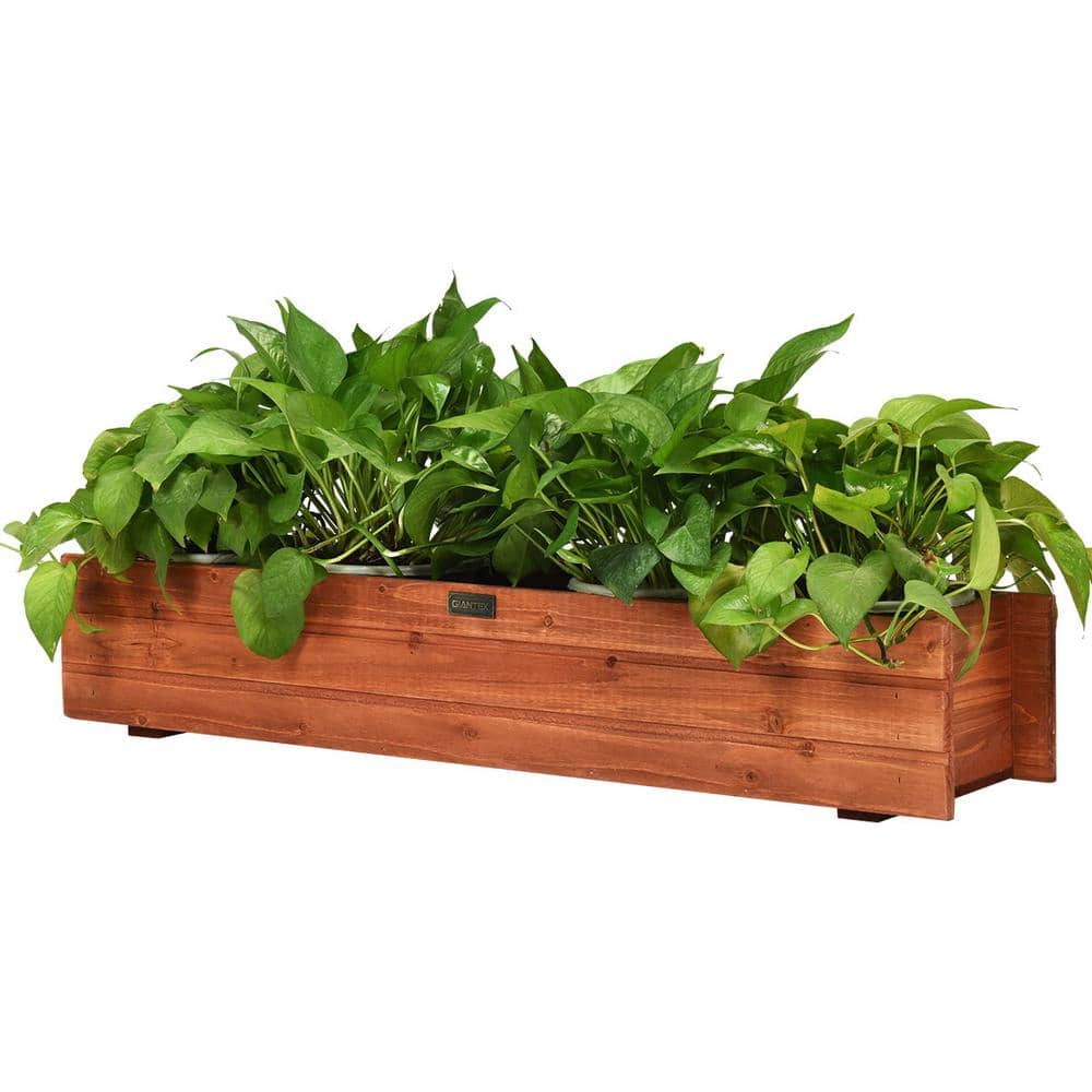 36 Inch Brown Wooden Rectangular Flower Planter Box