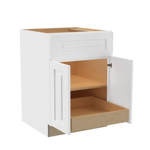 Home Decorators Collection Grayson 24 in. W x 24 in. D x 34.5 in. H Assembled Plywood Base Kitchen Cabinet in Pacific White with 1ROT Soft Close