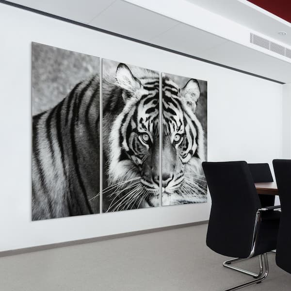 Empire Art Direct Tiger ABC Glass Wall Art 3-Piece Set, Black