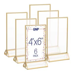 4x6 Picture Frames 6-Pk - Floating Frame Set for Table Numbers, Wedding Signs, Photos, or Table Decor-Gold