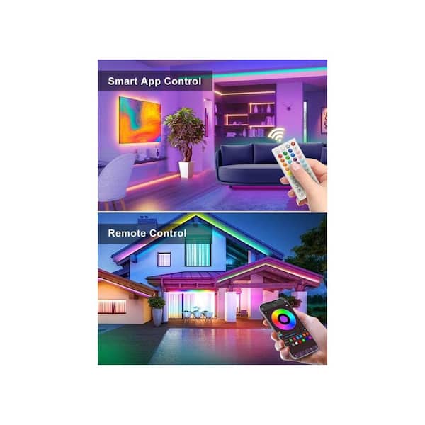 132 ft. White Integrated LED RGB Neon Rope Light Fixture, App and Remote Control, IP65 Waterproof Strip Light Fixture