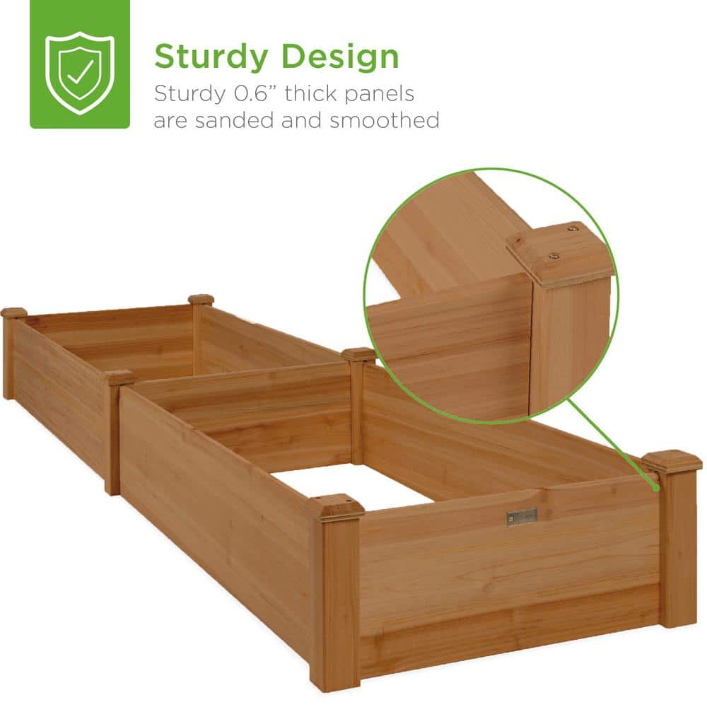 Acorn Brown 8x2ft Outdoor Fir Wood Raised Garden Bed Planter