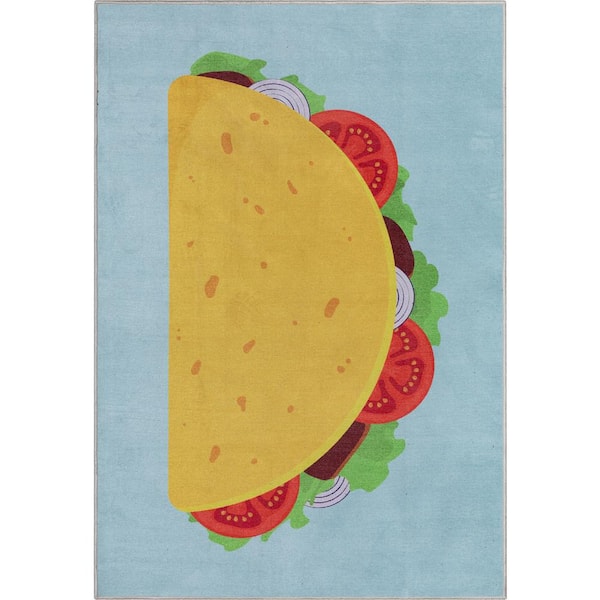 Apollo Double Taco Modern Printed Multi Blue 2 ft. x 3 ft. Area Rug