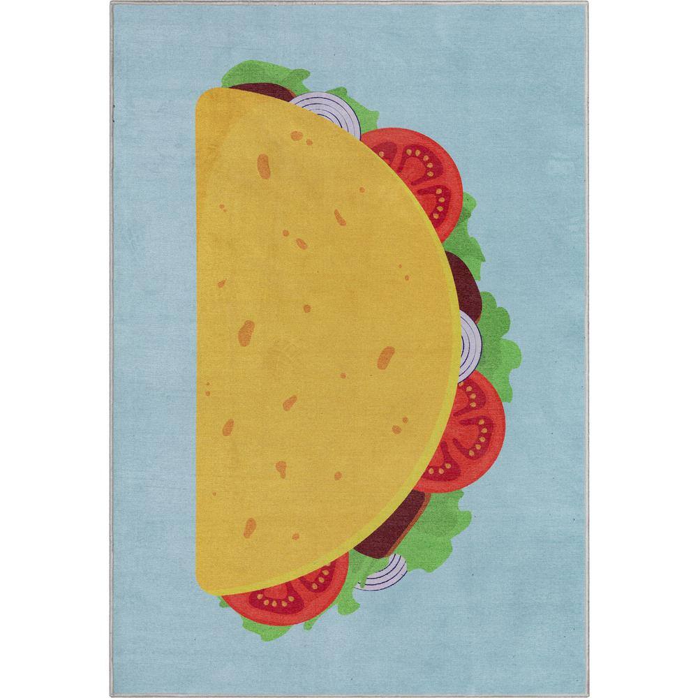 Apollo Double Taco Modern Printed Multi Blue 3 ft. 3 in. x 5 ft. Area Rug price history on PriceWatchPro