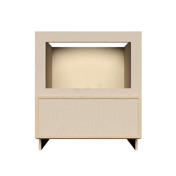 Slim Shaker Assembled 30 in. W x 34.5 in. H x 24 in. D Microwave Base Kitchen Cabinet in Natural Wood