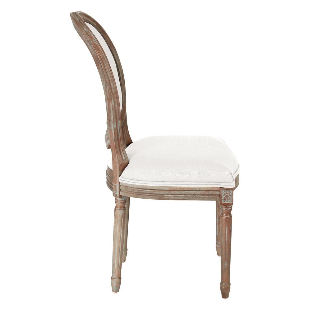Beige Linen Upholstered Traditional Side Chair with Wood Frame
