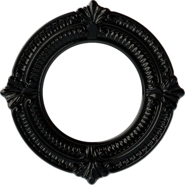 Ekena Millwork 5/8 in. x 11-1/8 in. x 11-1/8 in. Polyurethane Benson Ceiling Medallion, Black Pearl