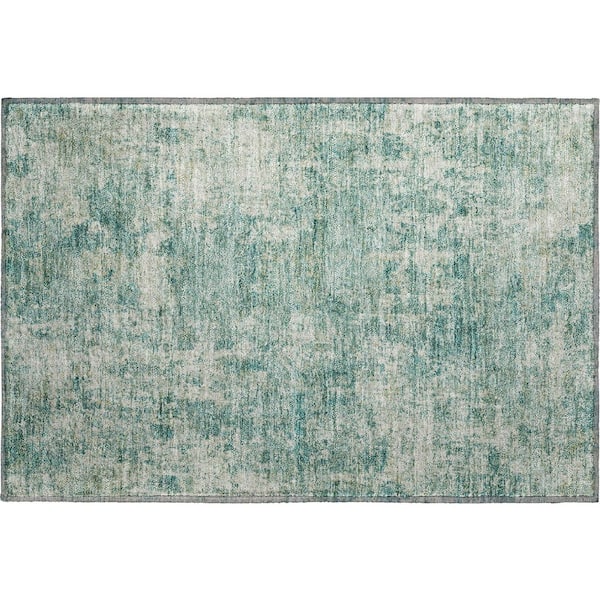 Mayfield Premium Machine Washable Abstract AMF2061 Teal 2 ft. x 3 ft. Accent Rug