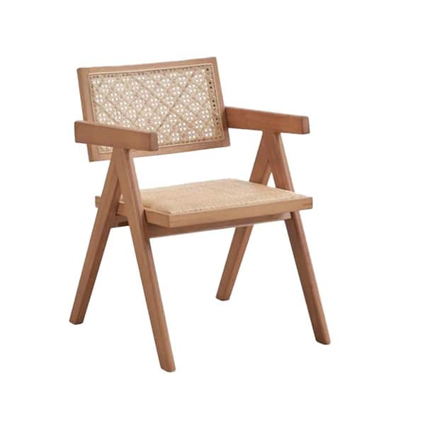 Acme Furniture Velentina Rattan and Natural Finish Suede Arm Chair Set of 1