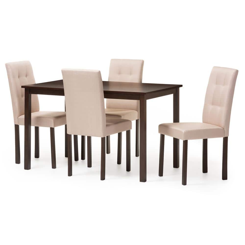 Chic Beige Faux Leather Parsons Side Chair with Grid-Tufting