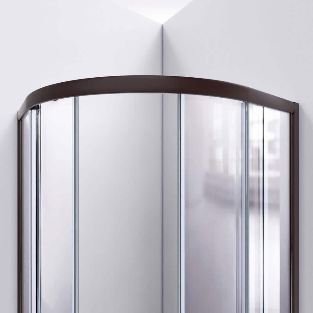 Prime 33" Frosted Glass Sliding Shower Enclosure with Oil Rubbed Bronze Frame