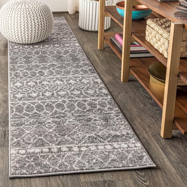 JONATHAN Y Izil Moroccan Beni Souk Gray/Cream 2 ft. x 8 ft. Runner Rug
