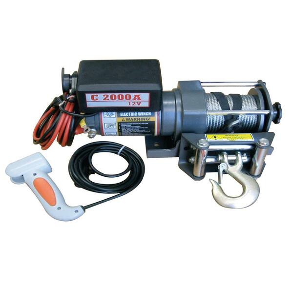 Detail K2 2,000 lb. Capacity 12-Volt Electric Winch with 50 ft. Steel Cable