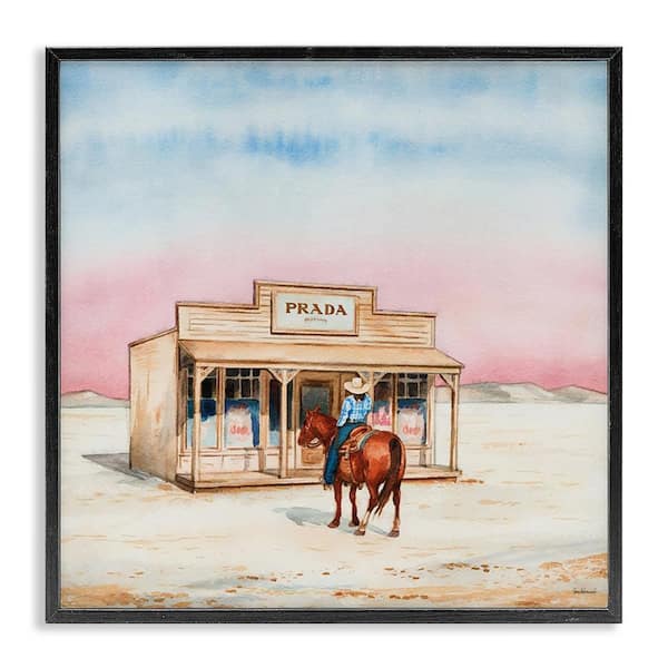 Stupell Industries Cowgirl at Desert Shop by Amanda Greenwood Black Framed Nature Giclee Art Print 24 in. x 24 in.