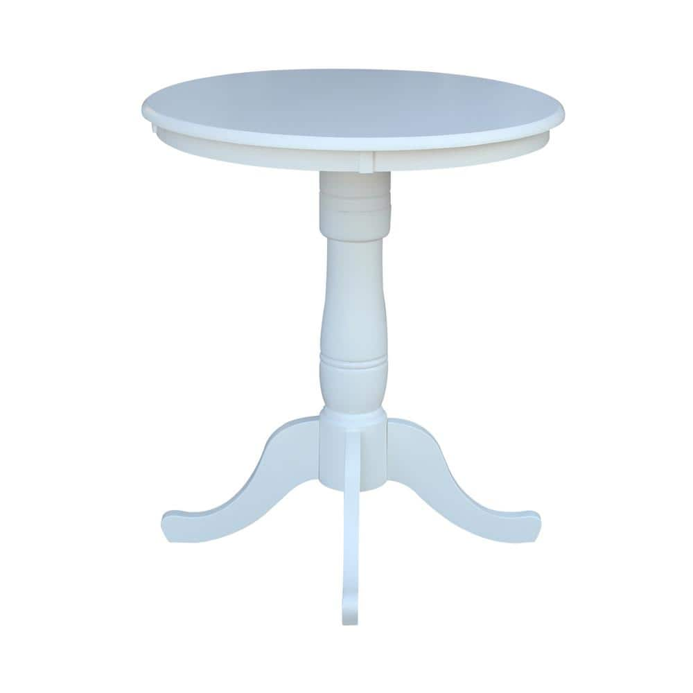 International Concepts 30 in. Pure White Round Counter Height Pedestal ...