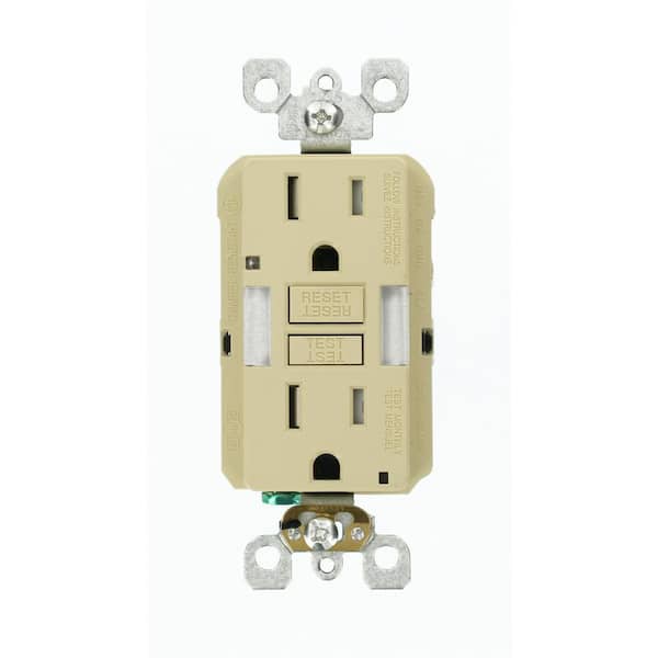 Leviton 15 Amp Self-Test Smartlockpro Combo Duplex Guide Light And Tamper Resistant Gfci Outlet in Ivory