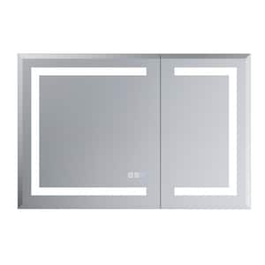 36 in. W x 24 in. H Rectangular Aluminum LED Medicine Cabinet with Mirror, Double Tempered Mirror Door