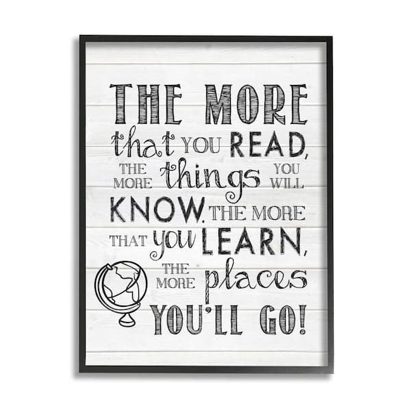 Stupell Industries "More You Read Quote Rustic Pattern" by Lettered and Lined Framed Print Typography Texturized Art 16 in. x 20 in.