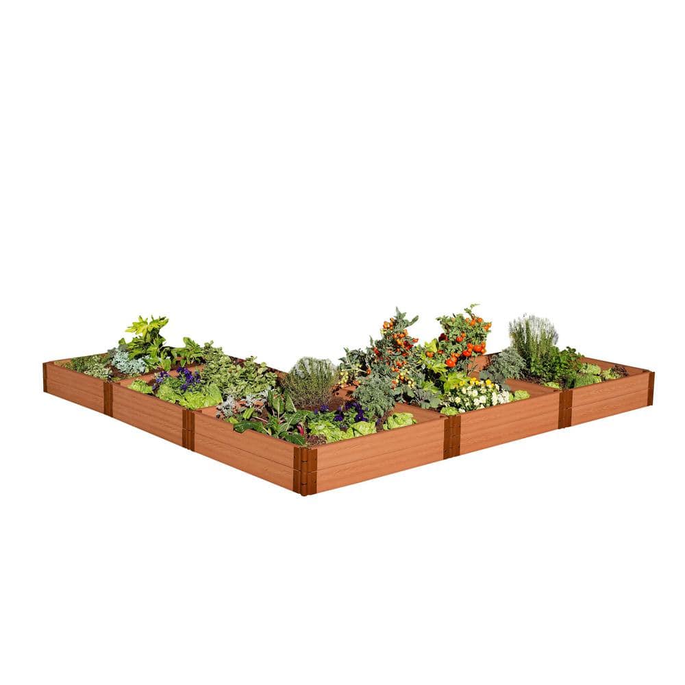 Classic Sienna Composite L-Shaped Raised Garden Bed, 12' x 12' x 11"