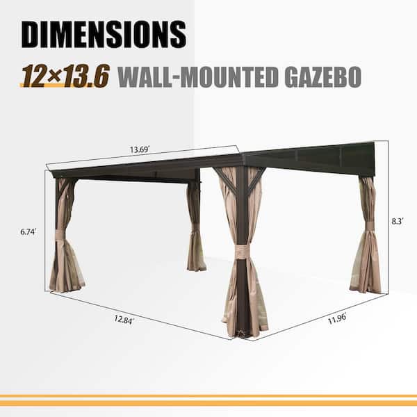 domi outdoor living 12 ft. x 14 ft. Dark Brown Outdoor Aluminum