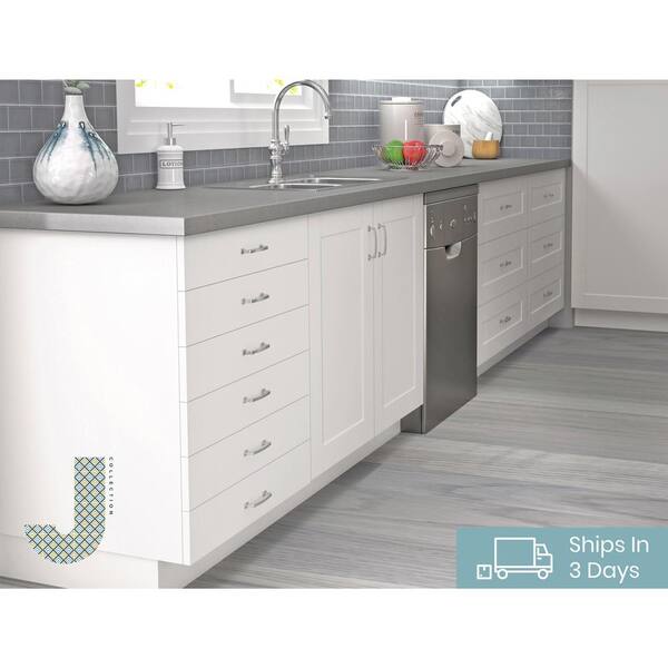 J Collection Shaker Assembled 30x34 5x24 In Base Cabinet With 10 In Metal Drawer Box In Vanilla White B30a Ws The Home Depot