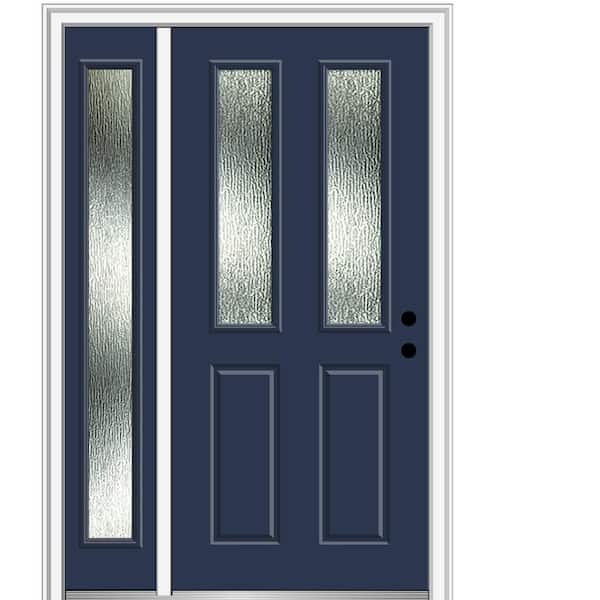 MMI Door 48 in. x 80 in. Left-Hand Inswing Rain Glass Naval Fiberglass Prehung Front Door on 4-9/16 in. Frame