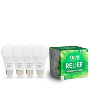 NorbRELIEF 9-Watt Equivalence-Treating Migraine Headaches A19 7400K Relief Bulb(4-Pack)