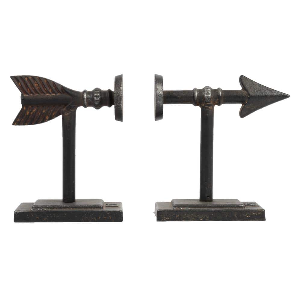 Brown Cast Metal Arrow Bookends Set