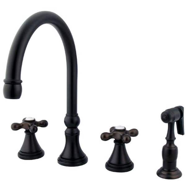 Kingston Brass 2-Handle Standard Kitchen Faucet with Side Sprayer in Oil Rubbed Bronze