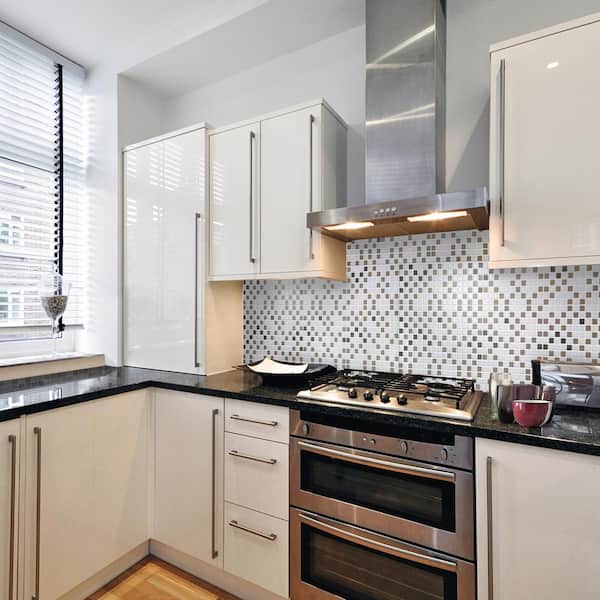 3D Falkirk Retro 10/1000 in. x 38 in. x 19 in. Off White Brown Grey Black Faux Distressed Squares PVC Wall Panel