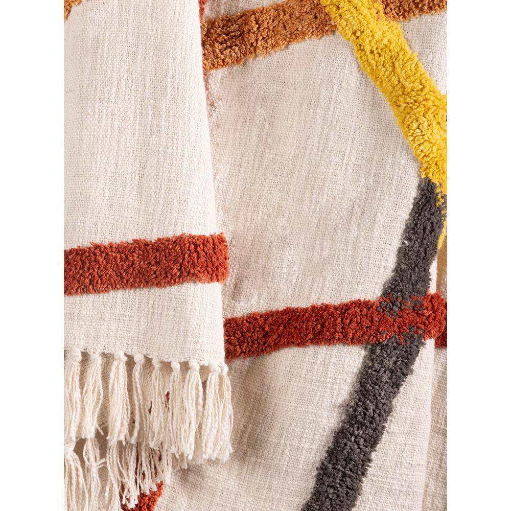 Tashi Multicolored Handcrafted Cotton Throw Blanket 50"x60"