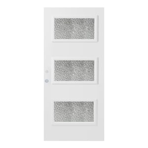 36 in. x 80 in. Dorothy Diamond 3 Lite Painted White Right-Hand Inswing Steel Prehung Front Door