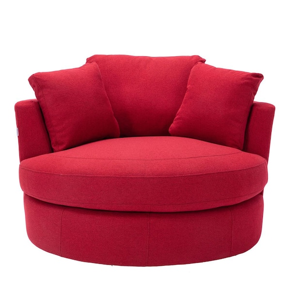 Round Barrel Swivel Chairs in Performance Fabric with Small Pillow