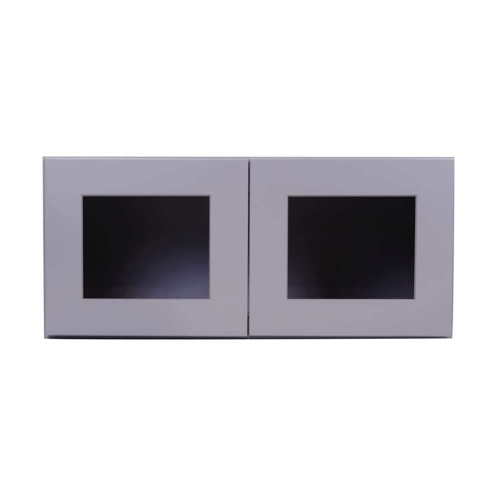 Bremen 36 in. W x 12 in. D x 12 in. H Gray Plywood Assembled Wall Top Glass-Door Kitchen Cabinet with Soft-Close price history on PriceWatchPro