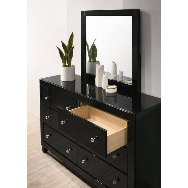 6 Drawer Black Crossing Dresser 38 13, Modern Black Dresser With Mirror