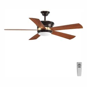 Harranvale 54 in. Indoor Integrated LED Antique Bronze Global Ceiling Fan with Remote for Living Room and Bedroom