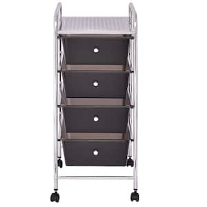 12.6 in. W x 30 in. H Black Pull-Out Plastic 4-Drawer Rolling Storage Cart