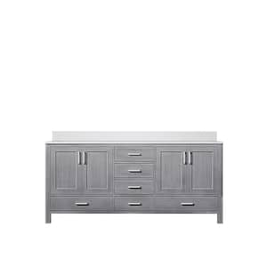 Jacques 72 in. W x 22 in. D Distressed Grey Double Bath Vanity and White Quartz Top