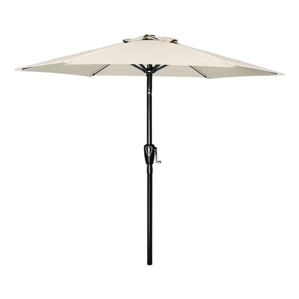 Unbranded Summer 7.5 ft. Outdoor Market Patio Umbrella with Push Button Tilt/Crank, 6 Sturdy Ribs for Garden, Deck, Pool in Beige