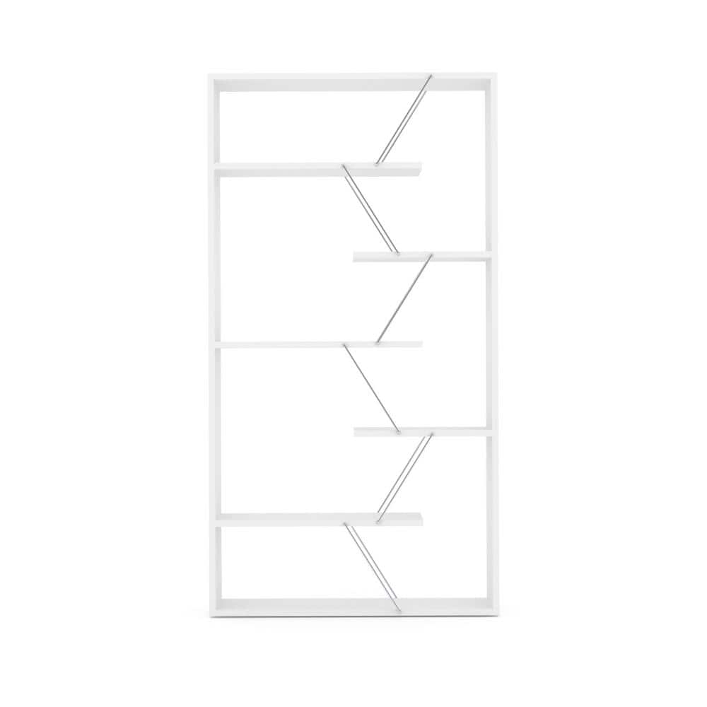 33 in. White Wood 5 Shelf BookShelf with Open Storage FURNLQB09515