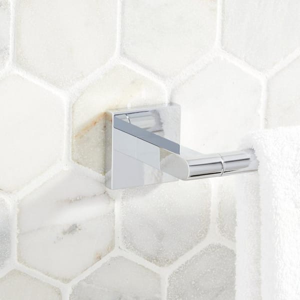 SIGNATURE HARDWARE Hibiscus 24 in. Wall Mounted Towel Bar in Chrome