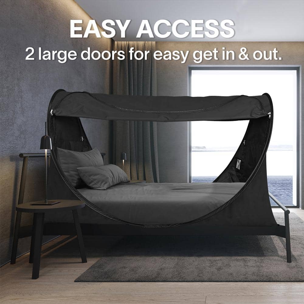Charcoal Black Full Size Polyester Privacy Bed Tent