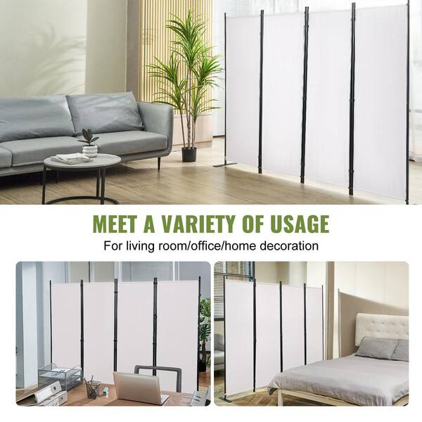 SKYSHALO Room Divider, 5.6 ft. (88 in. x 67.5 in.���Room Dividers and Folding Privacy Screens (4-Panel), White